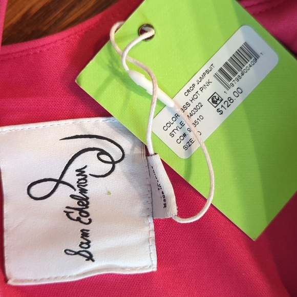 Sam Edelman pink cropped leg pink knit jumpsuit NWT Sz 10 - Picture 5 of 6